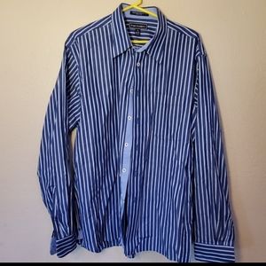 Paul Fredrick blue white button shirt 36-37 17